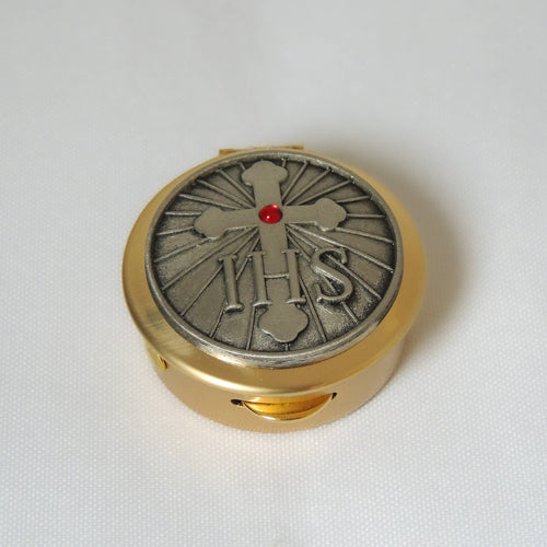 IHS Cross Pyx: Size 1: 6-9 hosts - JMJs Catholic Store, Inc