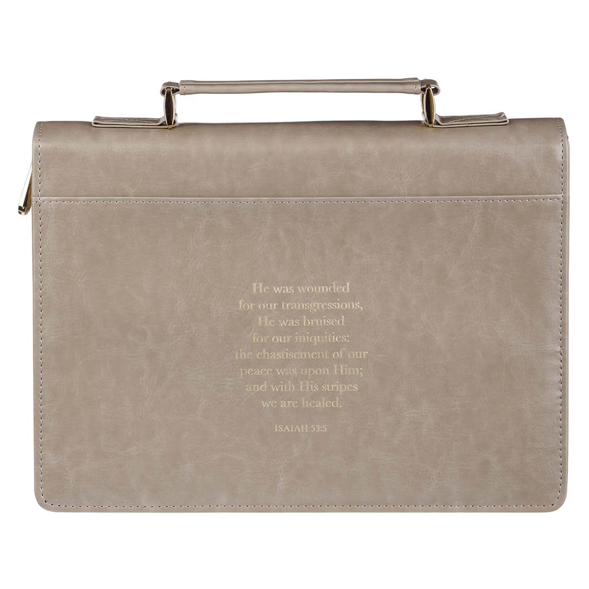 Amazing Grace Taupe Crown of Thorns Faux Leather Fashion Bible Cover - Isaiah 53:5 Large - JMJs Catholic Store, Inc