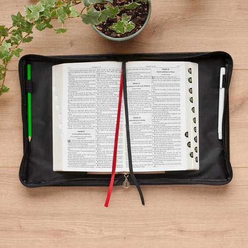 I Know the Plans Black Floral Faux Leather Fashion Bible Cover - Jeremiah 29:11 Large - JMJs Catholic Store, Inc