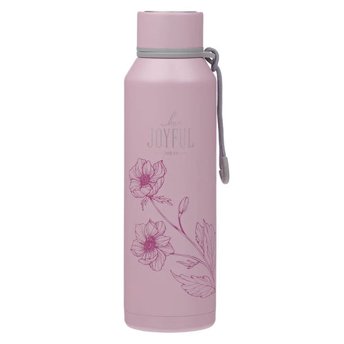 Be Joyful Pink Stainless Steel Water Bottle - 1 Thessalonians 5:16 - JMJs Catholic Store, Inc