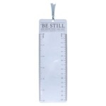 Be Still Magnifying Bookmark with Psalm 46:10 text, clear ruler markings, and white tassel for easy reading aid