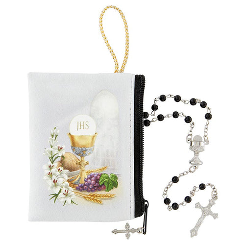Black First Holy Communion Rosary with Black Crucifix - JMJs Catholic Store, Inc