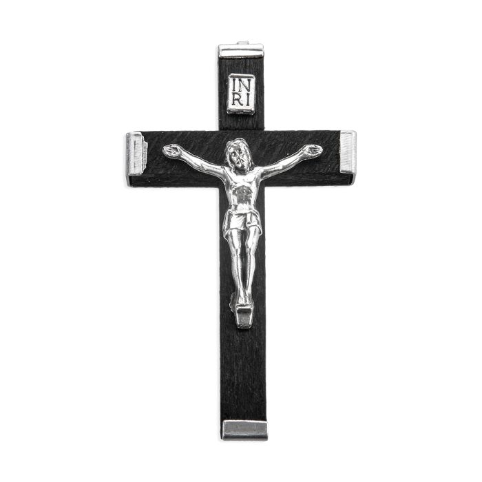 Black Wood Metal Bound Crucifix with Antiqued Silver Corpus2 1/2" (Copy) - JMJs Catholic Store, Inc