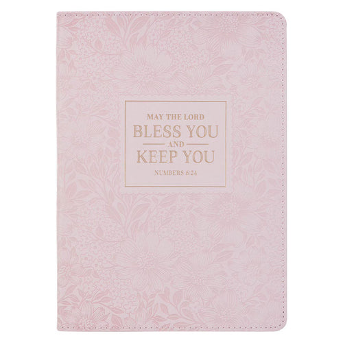 Bless and Keep You Blush Bloom Faux Leather Classic Journal - Numbers 6:24 - JMJs Catholic Store, Inc