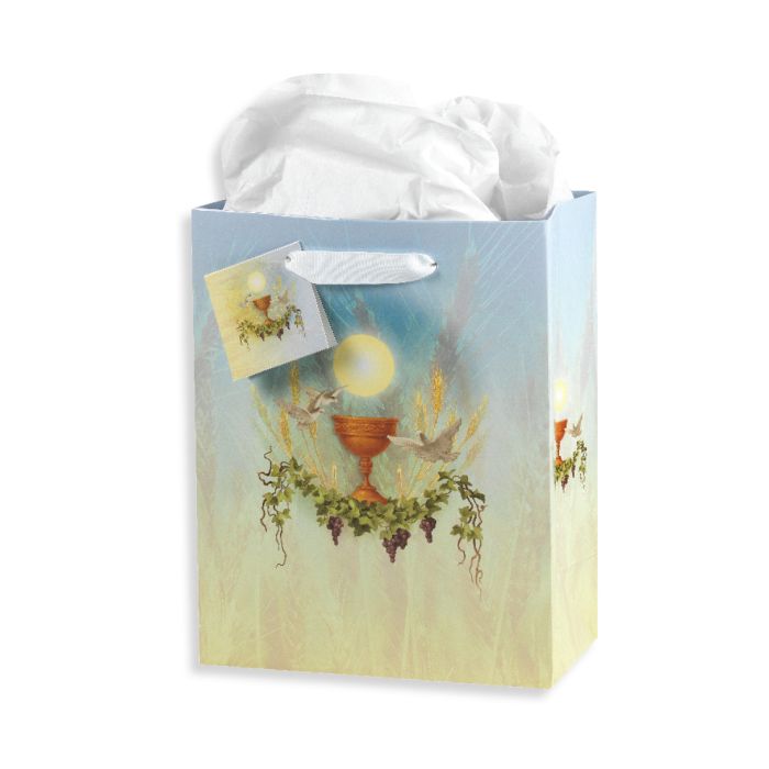 Communion - Chalice and Grapes Medium Gift Bag with Tissue (Medium) - JMJs Catholic Store, Inc