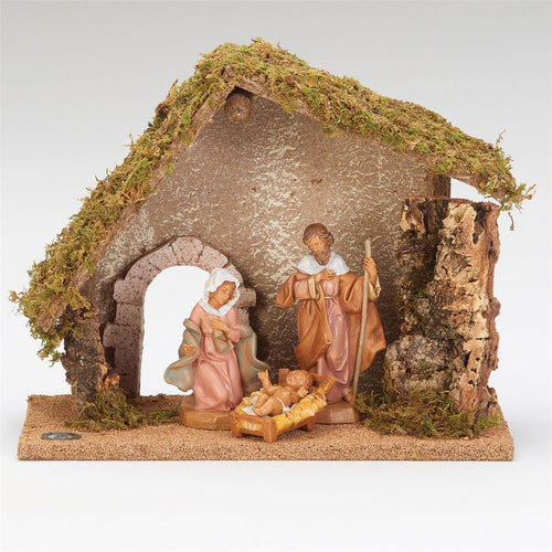 Fontanini 3-Figure Christmas Nativity Set with Italian Stable, 5" Scale