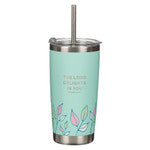 First my Mother, Always my Friend Green Stainless Steel Travel Tumbler with Straw - Isaiah 62:4 18oz - Unique Catholic Gifts