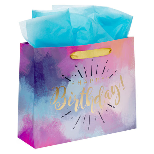 Happy Birthday Multicolored Large Gift Bag Set with Card and Tissue Paper - JMJs Catholic Store, Inc