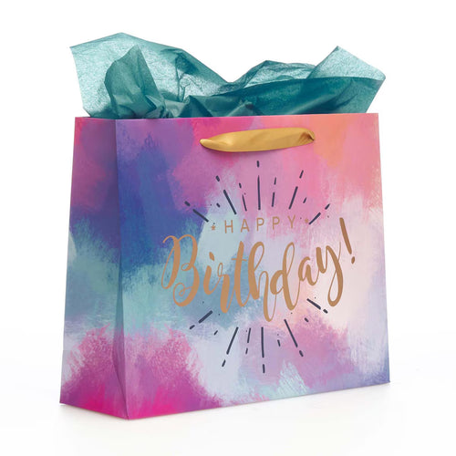 Happy Birthday Multicolored Large Gift Bag Set with Card and Tissue Paper - JMJs Catholic Store, Inc