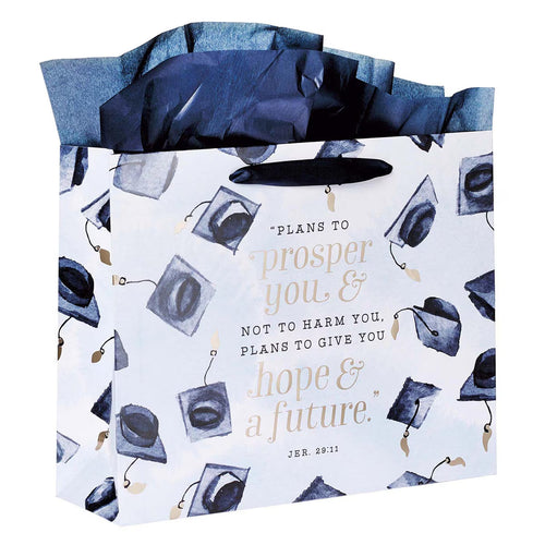 Hope & a Future Large Blue Gift Bag Set for Graduates with Card and Envelope - Jeremiah 29:11 - JMJs Catholic Store, Inc