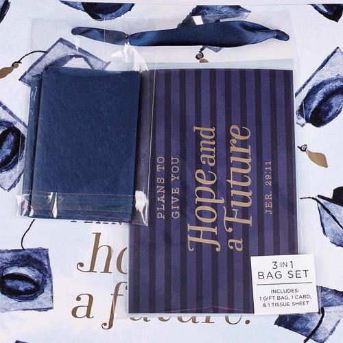 Hope & a Future Large Blue Gift Bag Set for Graduates with Card and Envelope - Jeremiah 29:11 - JMJs Catholic Store, Inc