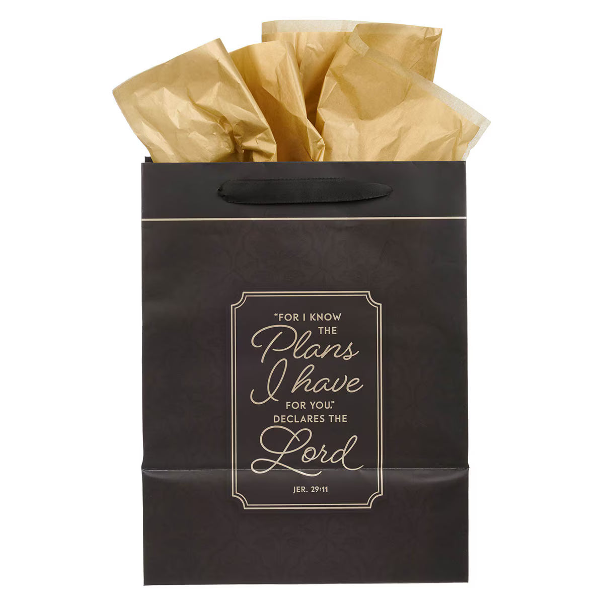 I Know the Plans Graphite Gray Large Portrait Gift Bag - Jeremiah 29:11 - JMJs Catholic Store, Inc