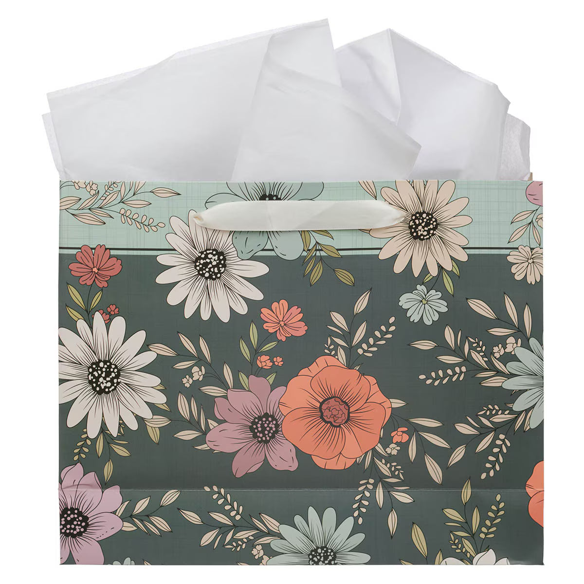 Be Still Teal Botanical Large Landscape Gift Bag - Psalm 46:10 - JMJs Catholic Store, Inc