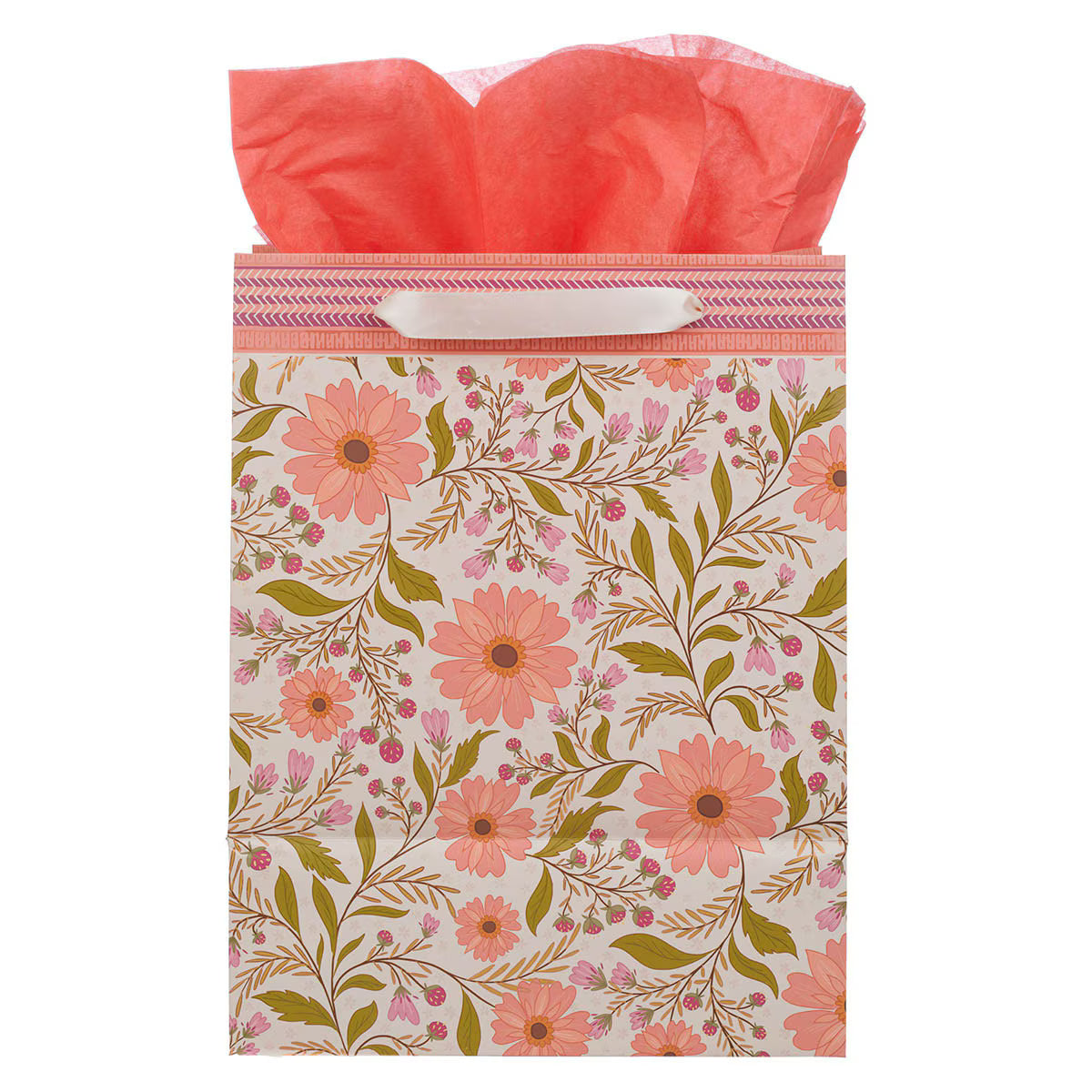 Trust In The Lord Coral Cascade Large Portrait Gift Bag - Isaiah 40:31 - JMJs Catholic Store, Inc
