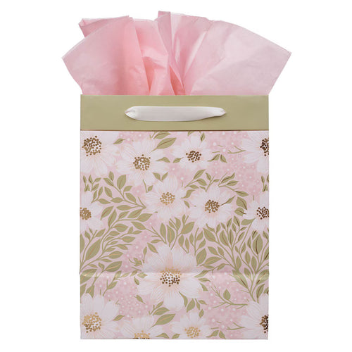 Bless and Keep You Blush Bloom Large Portrait Gift Bag - Numbers 6:24 - JMJs Catholic Store, Inc
