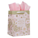 Bless and Keep You Blush Bloom Large Portrait Gift Bag - Numbers 6:24 - JMJs Catholic Store, Inc