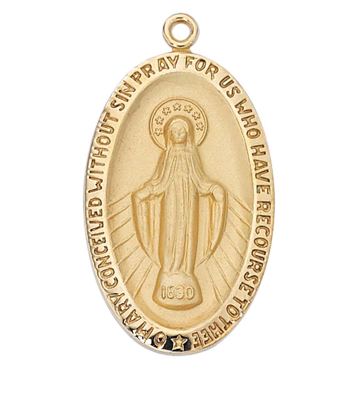 Gold Miraculous Medal with 24"chain and box