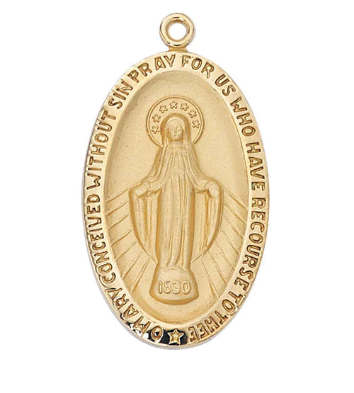 Gold Miraculous Medal with 24"chain and box