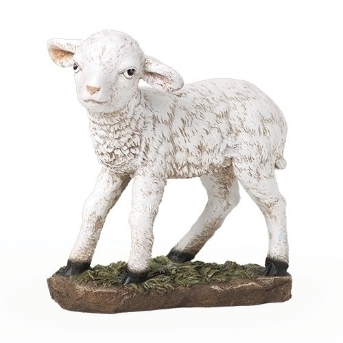 39" scale Holy Christmas nativity lamb statue with detailed textured wool and natural-tone base for holiday displays