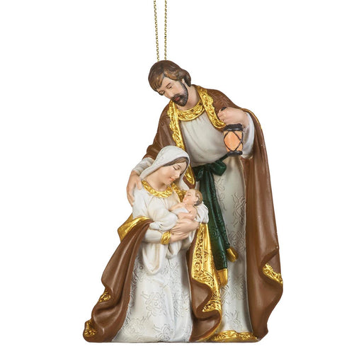 Holy Family Ornament White and Brown 4" H - JMJs Catholic Store, Inc