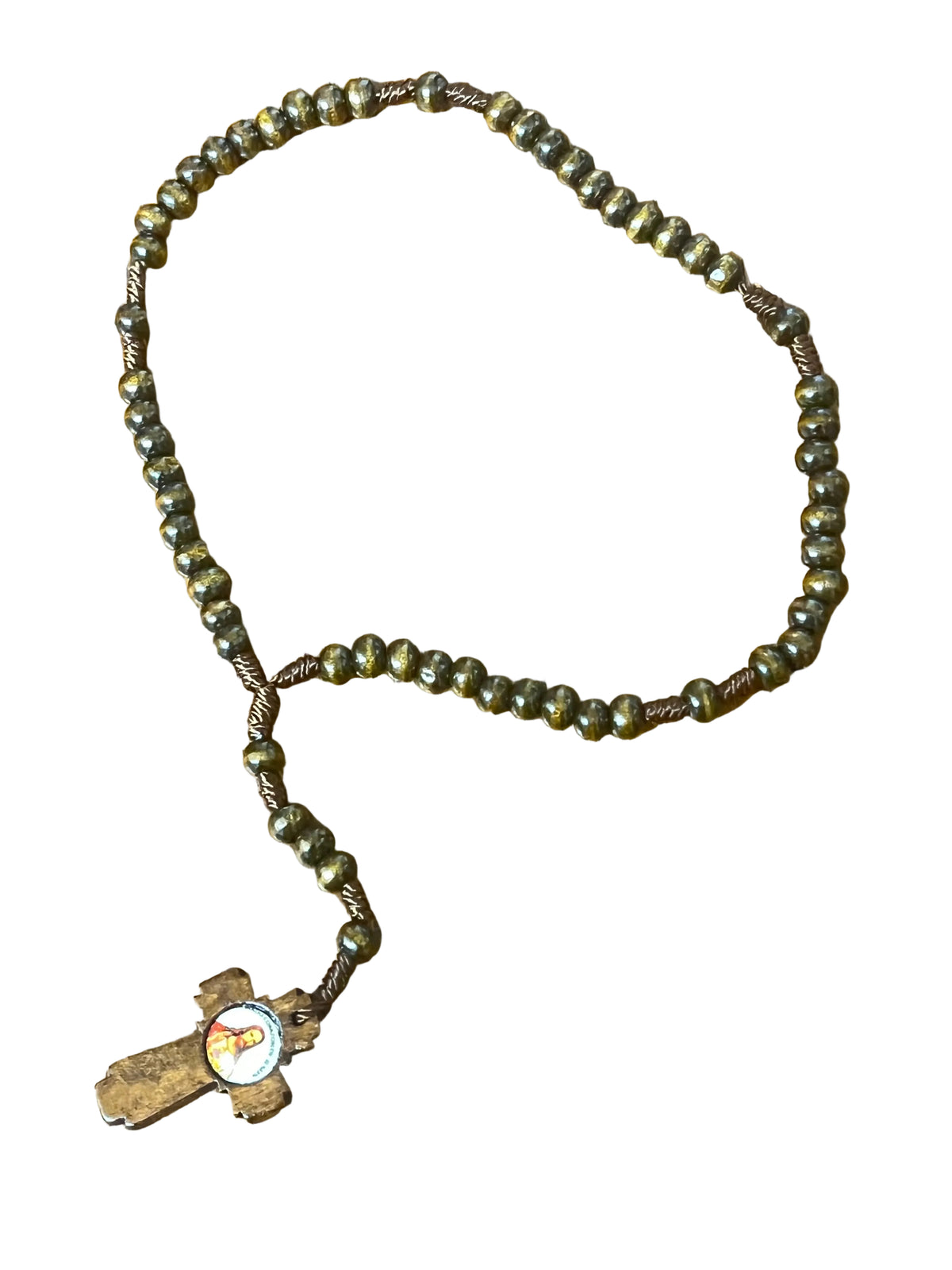 Sacred Heart of Jesus Detente Brown Wood Mini Rosary - JMJs Catholic Store, Inc
