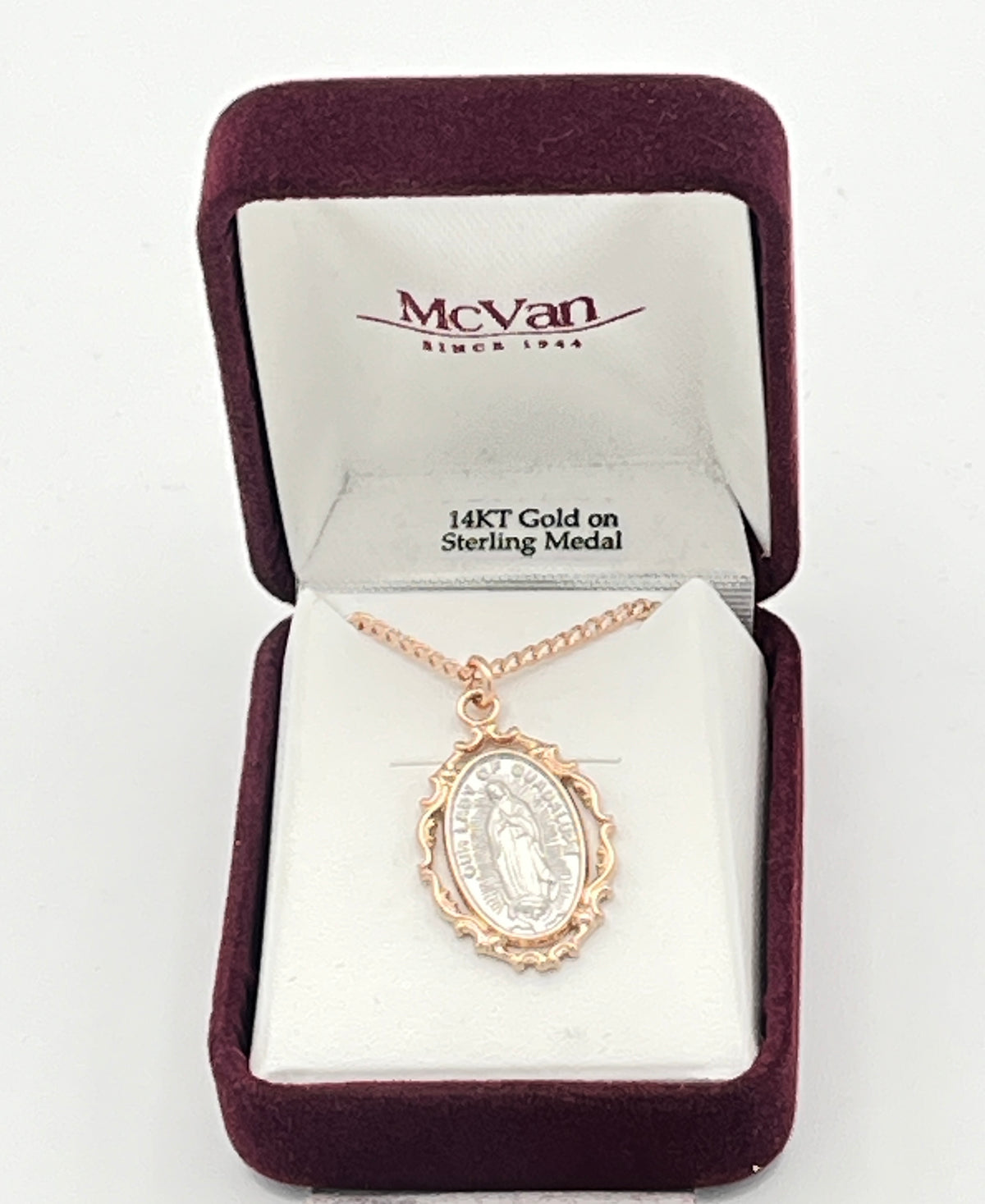 Rose Gold and Sterling Silver Our Lady of Guadalupe 1" with 18 Chain and box - JMJs Catholic Store, Inc