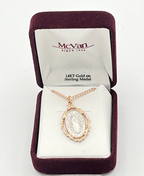 Rose Gold and Sterling Silver Our Lady of Guadalupe 1" with 18 Chain and box - JMJs Catholic Store, Inc
