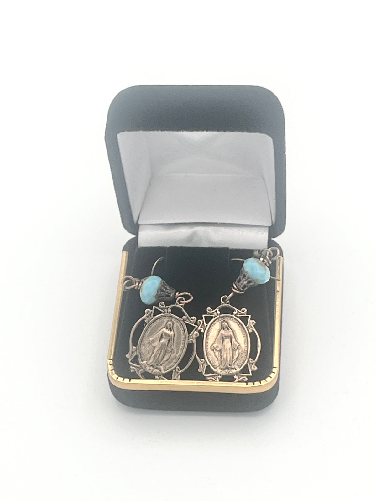 Bronze Earrings, Miraculous Medals - JMJs Catholic Store, Inc