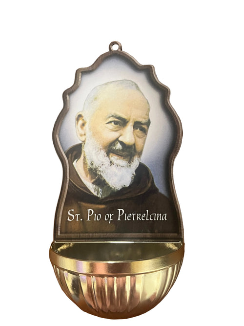 Padre Pio Holy Water Font 6" - JMJs Catholic Store, Inc