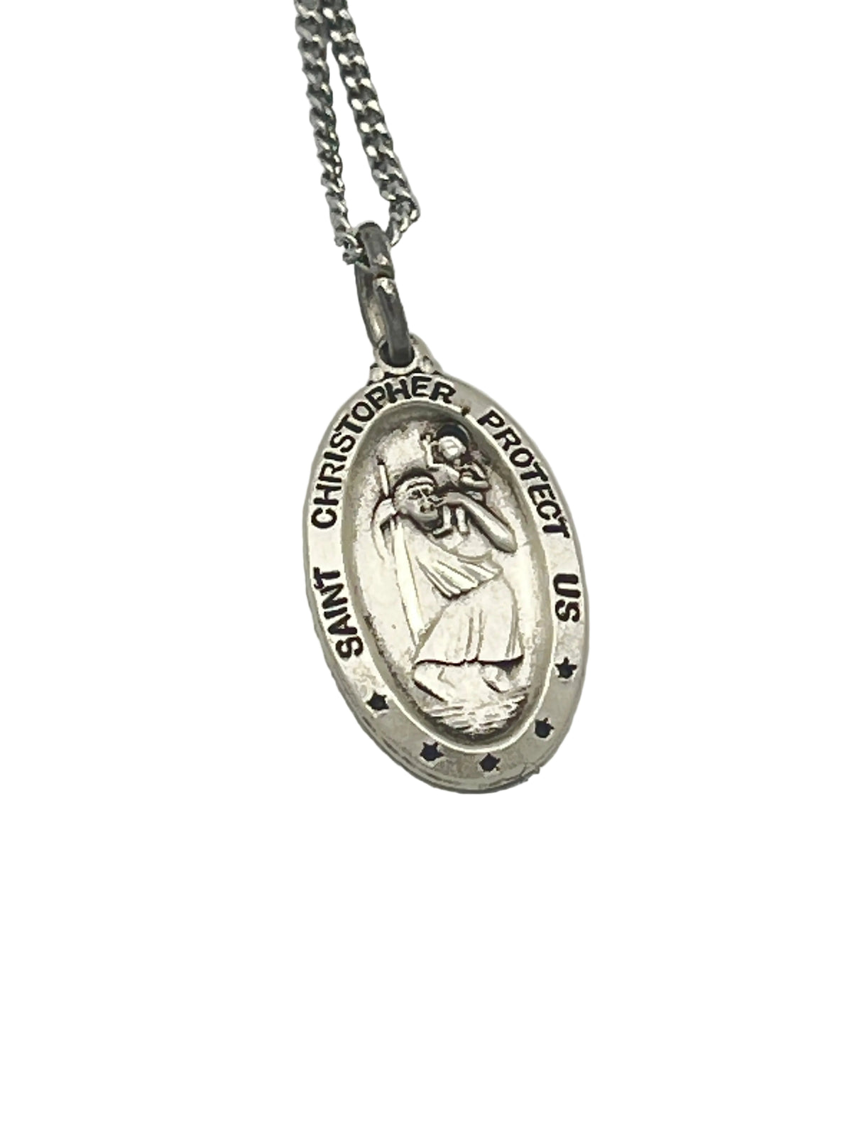 Sterling Silver Oval St Christopher Medal 5/8" - JMJs Catholic Store, Inc