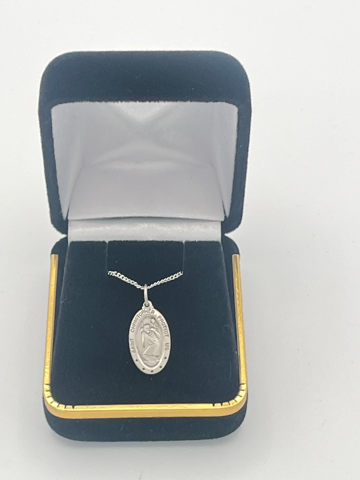 Sterling Silver Oval St Christopher Medal 5/8" - JMJs Catholic Store, Inc