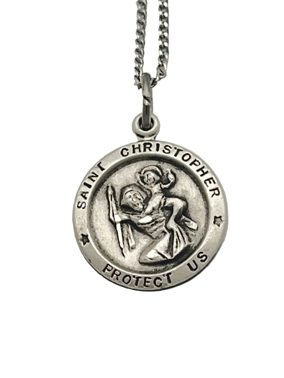 Sterling Silver Round St. Christopher Medal 1/2" - JMJs Catholic Store, Inc
