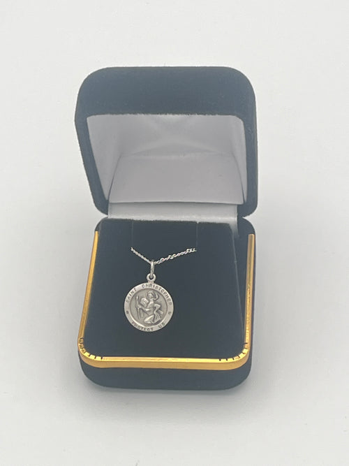 Sterling Silver Round St. Christopher Medal 1/2" - JMJs Catholic Store, Inc