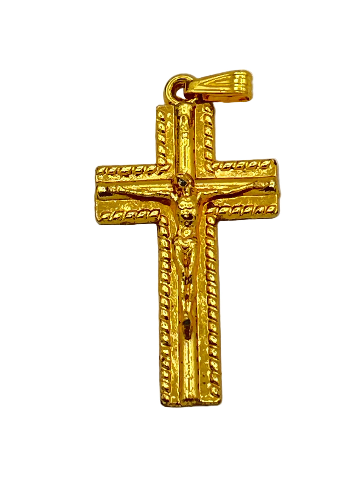 Gold Plated Crucifix Medal 1 3/8" - JMJs Catholic Store, Inc