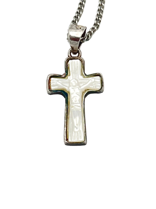 Mother of Pearl Crucifix Necklace - JMJs Catholic Store, Inc