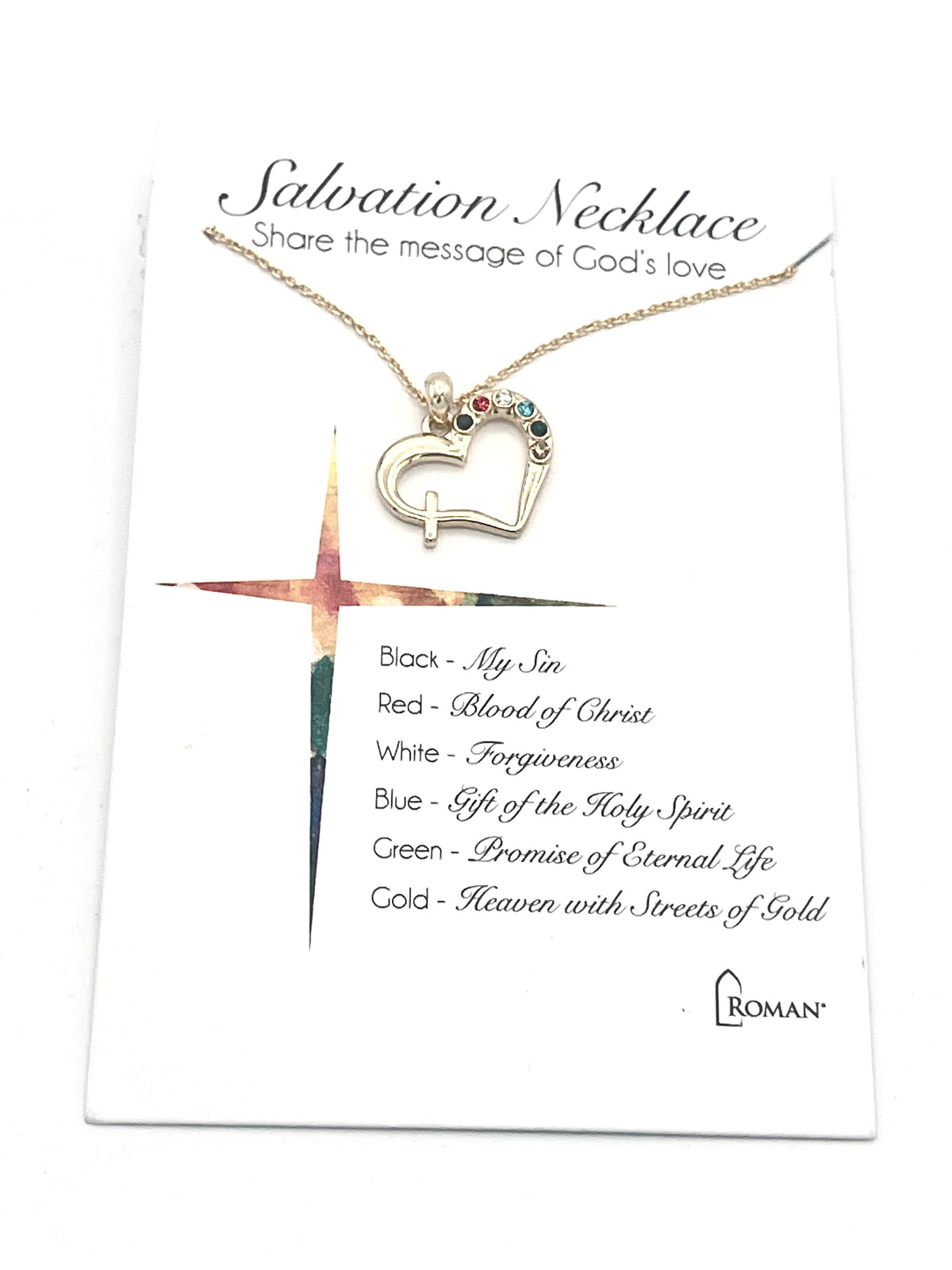 Gold Salvation Heart-Cross Necklace - JMJs Catholic Store, Inc