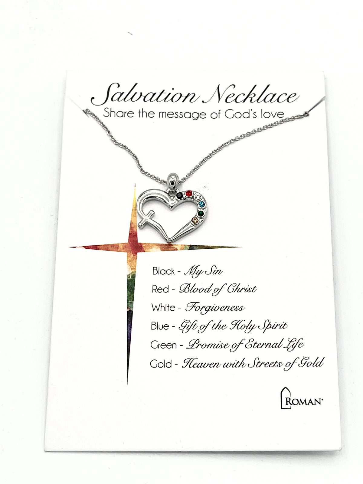 Silver Salvation Heart-Cross Necklace - JMJs Catholic Store, Inc