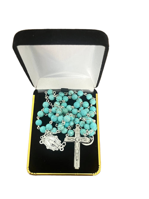 Italian Rosary Turquoise with black box