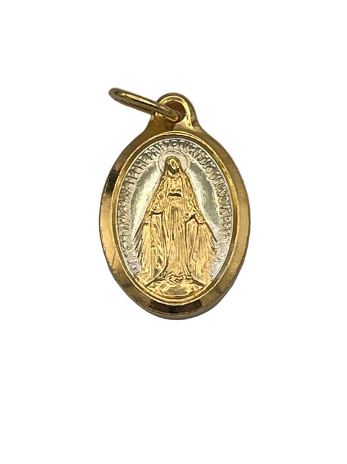 18K Gold-Plated Two Tone Miraculous Medal from Lourdes 1 1/8"