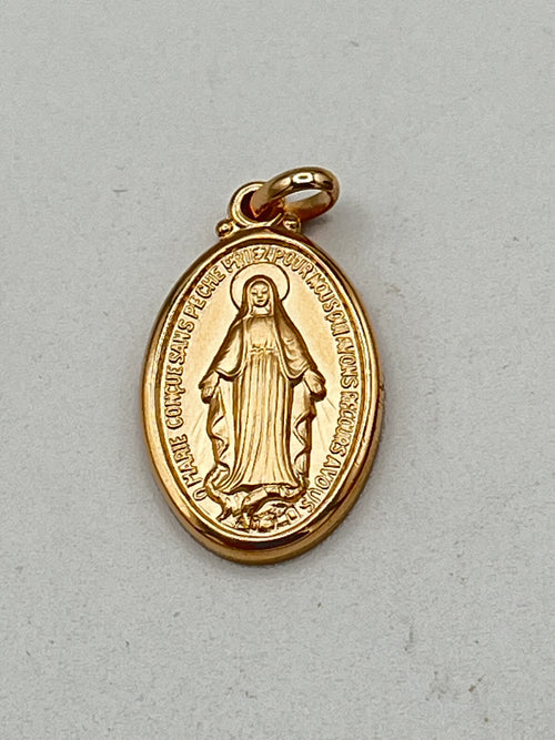 18K Gold-Plated Miraculous Medal from Lourdes 7/8"