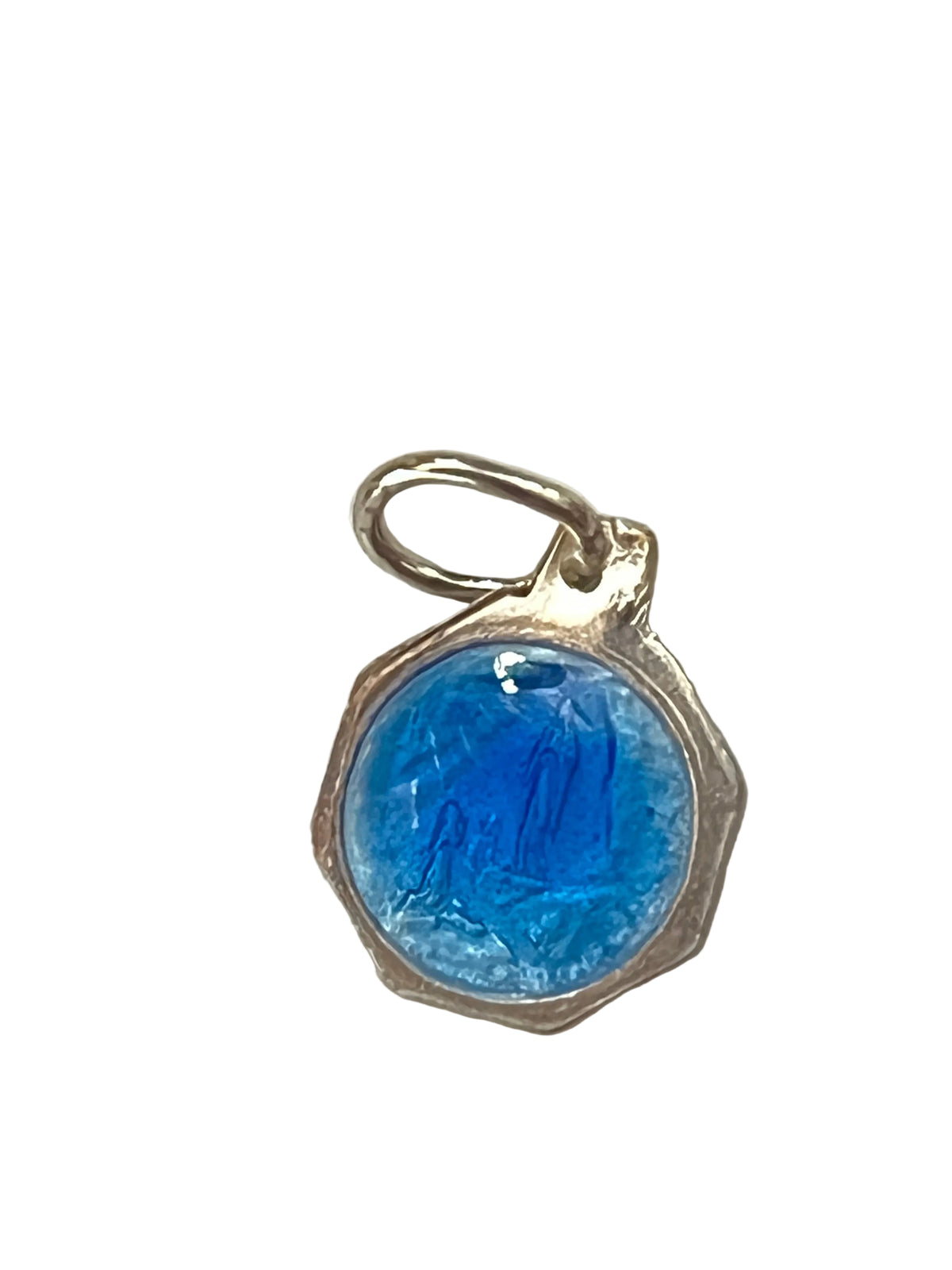 Gold Finished with Blue Lourdes Medal from Lourdes 3/8"