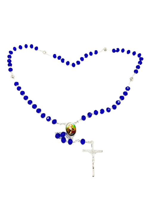 St. Benedict Crystal Rosary Deep Blue - Unique Catholic Gifts