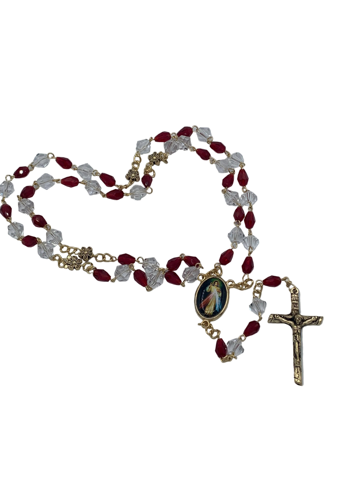 Divine Mercy Crystal Rosary Gold - JMJs Catholic Store, Inc