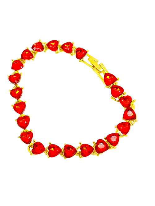 Red Crystal Heart Bracelet - Valentines Day - JMJs Catholic Store, Inc
