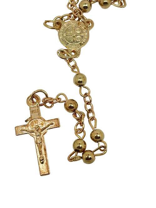 Gold Benedict Rosary in a Glass Bottle - JMJs Catholic Store, Inc