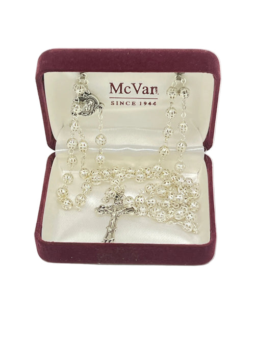 Silver Sacred Heart Filigree Rosary - JMJs Catholic Store, Inc