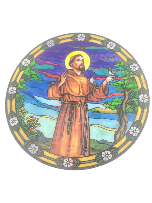 St. Francis Catholic Stained Glass Sticker Suncatcher - JMJs Catholic Store, Inc