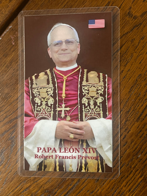 Tarjeta Laminada Papa León XIV - JMJs Catholic Store, Inc