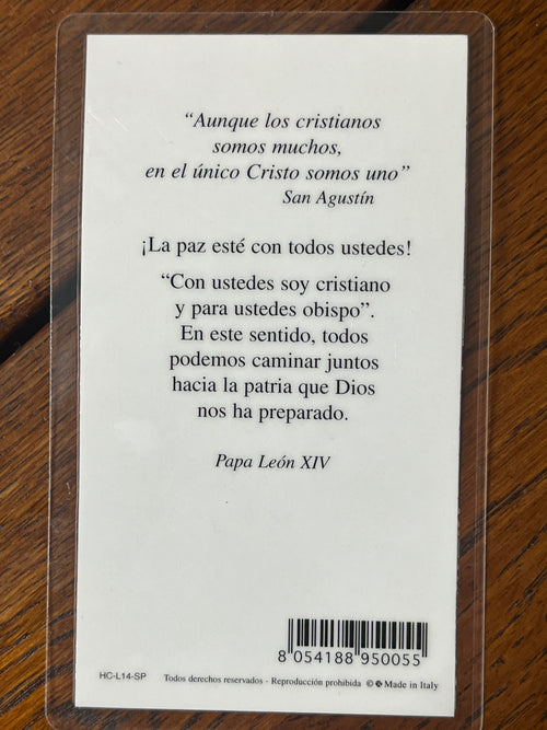 Tarjeta Laminada Papa León XIV - JMJs Catholic Store, Inc