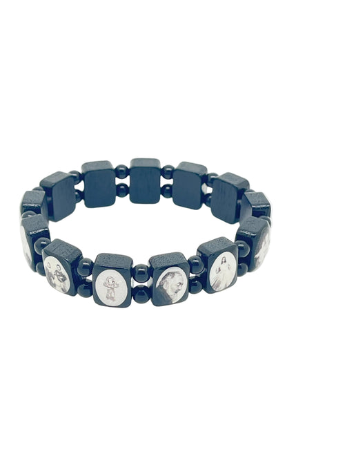 Jesus, Mary and the Saints Vintage Wood Bracelet - JMJs Catholic Store, Inc
